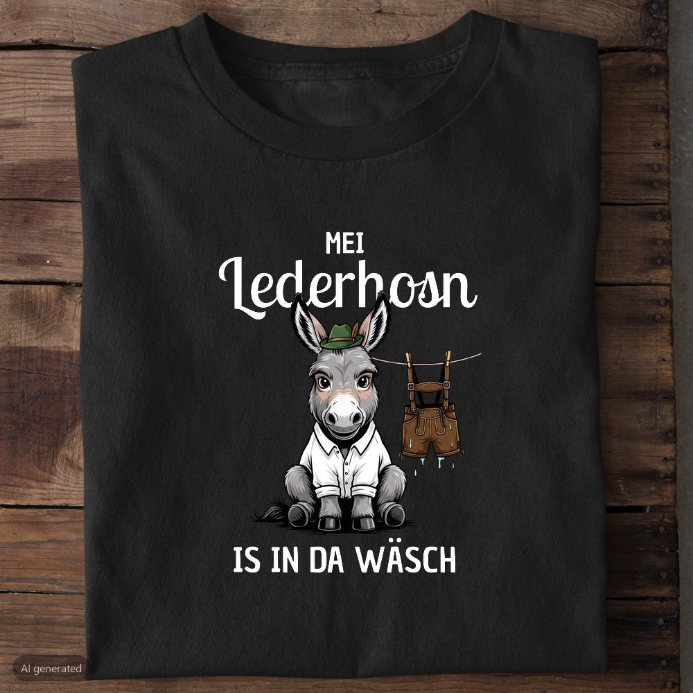 Lederhosn in da Wäsch Wiesn T-Shirt in Schwarz