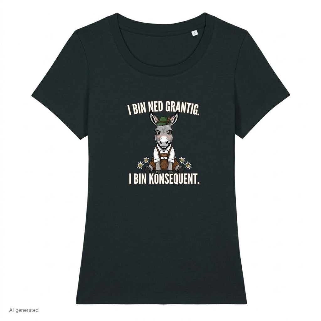 Grantiger Esel Wiesn Damen T-Shirt in Schwarz