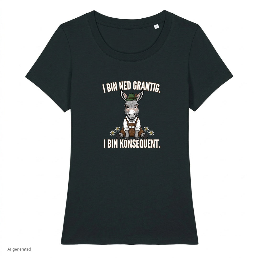 Grantiger Esel Wiesn Damen T-Shirt in Schwarz