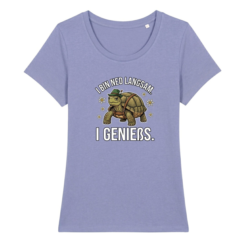 I bin ned langsam Wiesn Damen T-Shirt in Lavendel