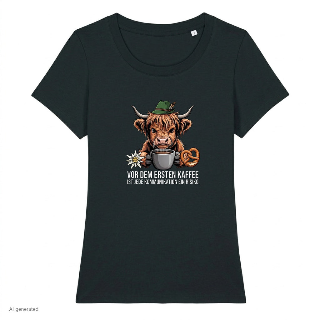Erster Kaffee Wiesn Damen T-Shirt in Schwarz