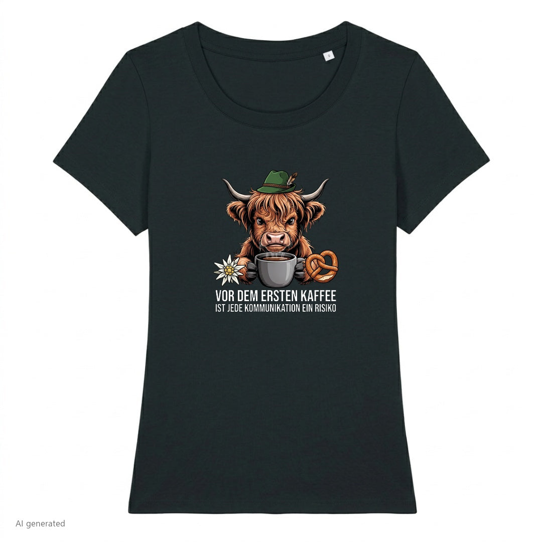 Erster Kaffee Wiesn Damen T-Shirt in Schwarz