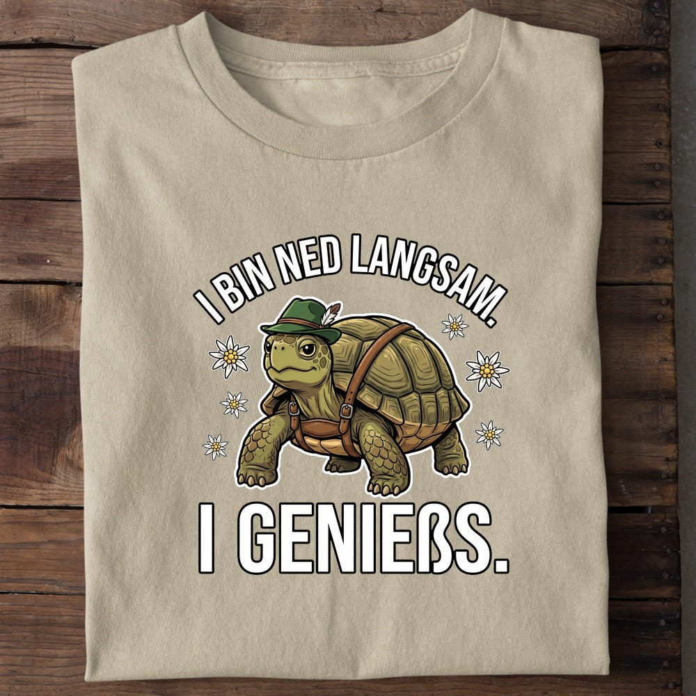 I bin ned langsam Wiesn T-Shirt in Beige