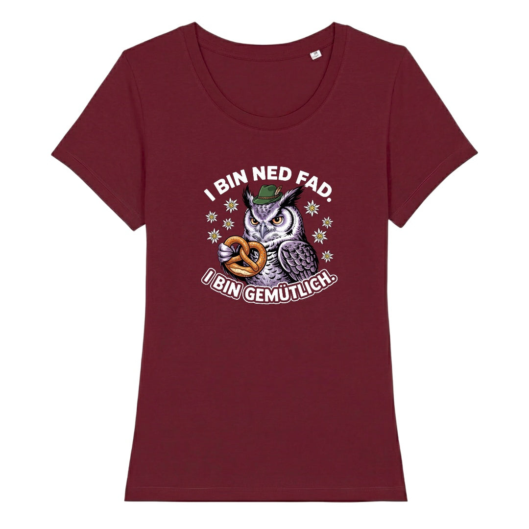I bin ned fad Wiesn Damen T-Shirt in Burgunder