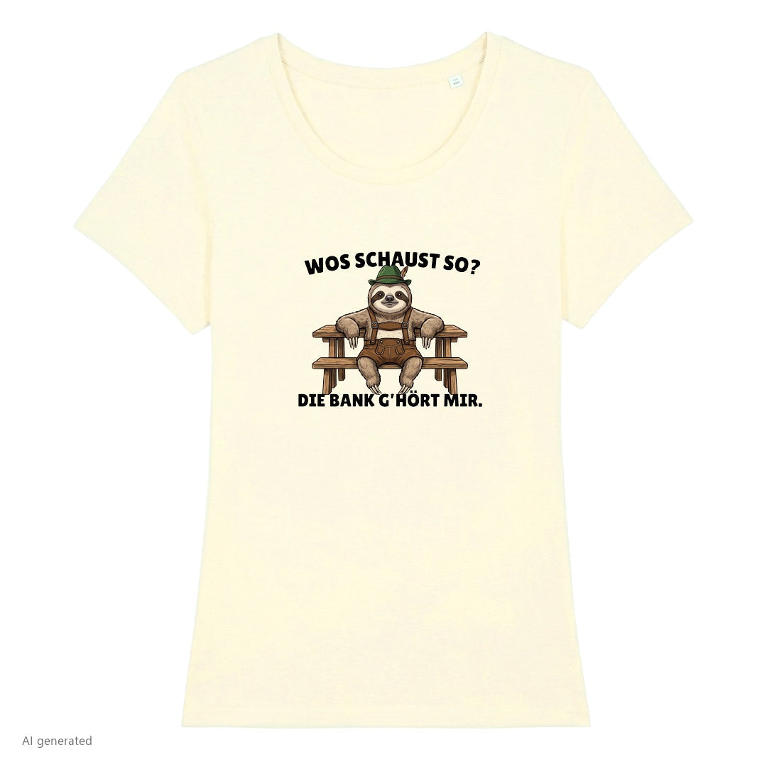 Die Bank gehört mir Wiesn Damen T-Shirt in Beige