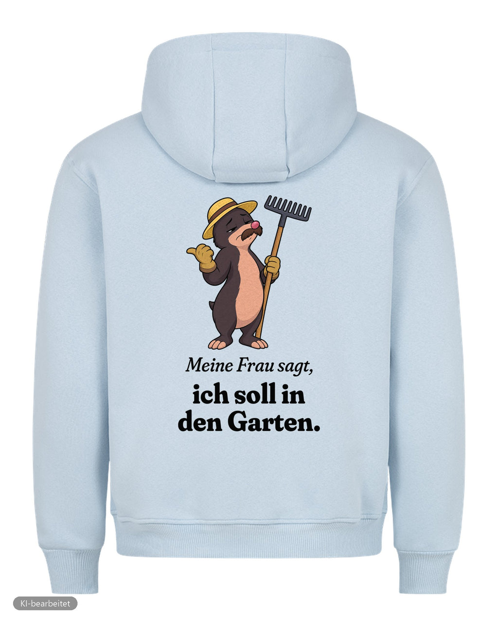 In den Garten geschickt Partnerlook Hoodies: Rückendruck, Hoodie für ihn in Babyblau