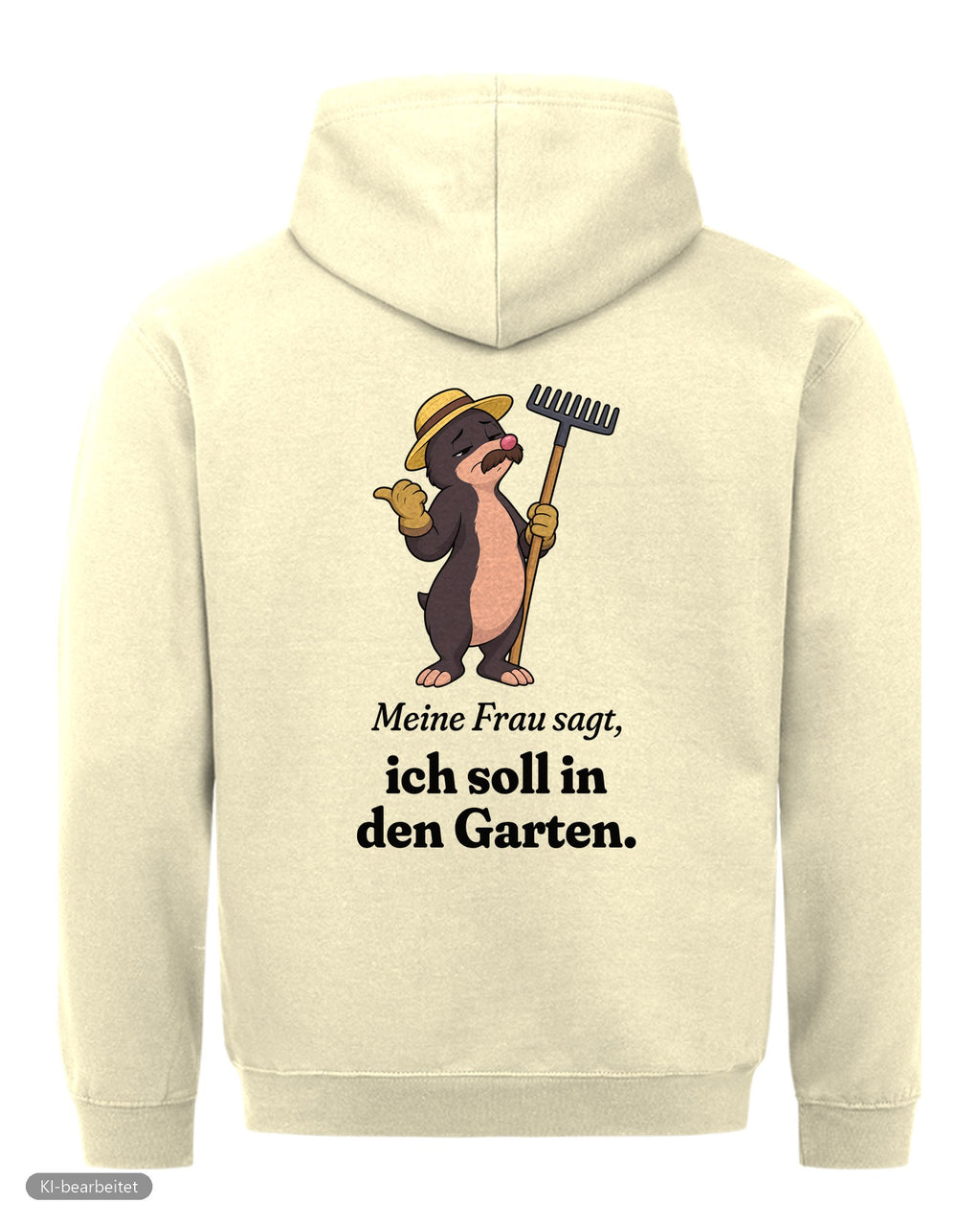 In den Garten geschickt Partnerlook Hoodies: Rückendruck, Hoodie für ihn in Beige