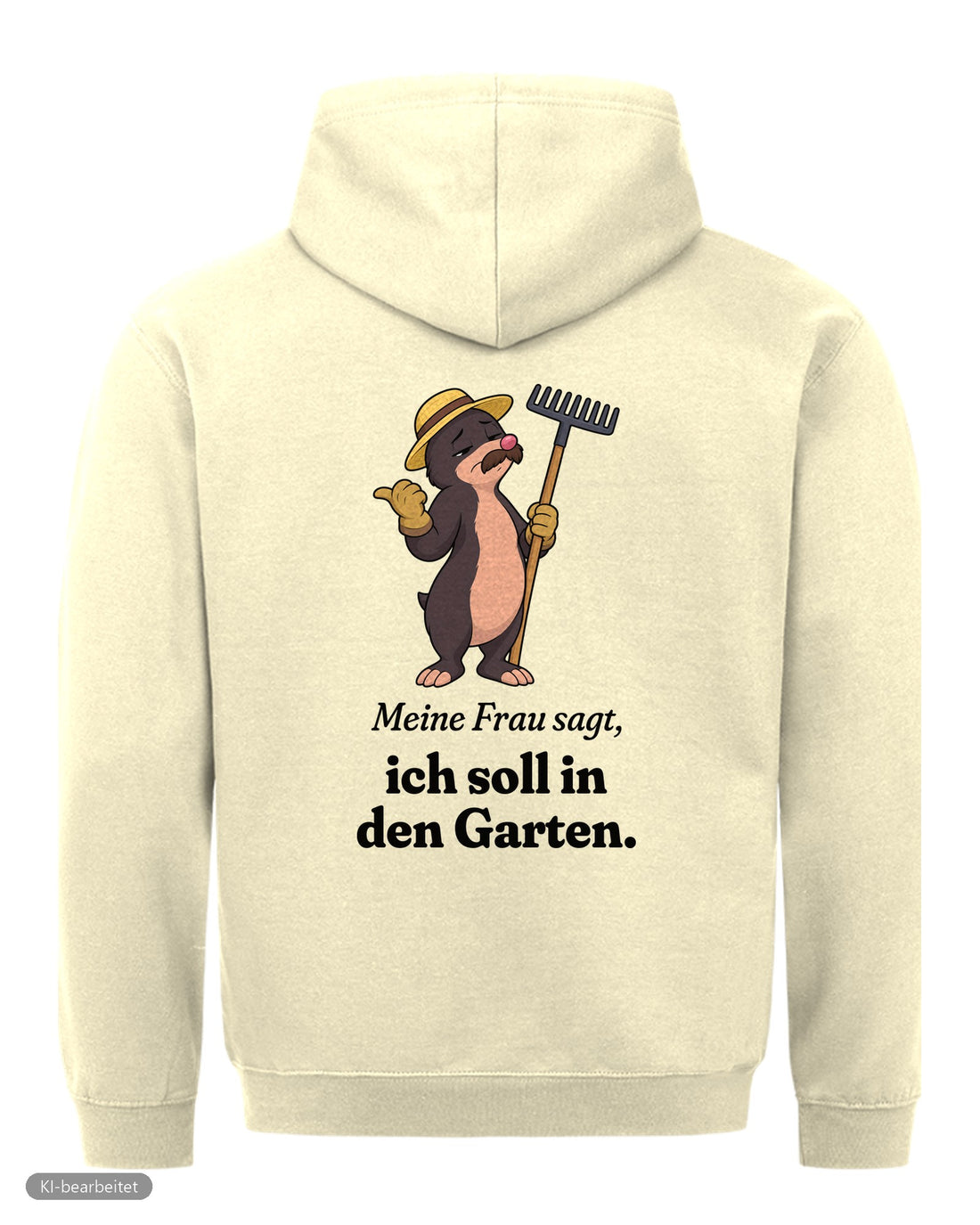 In den Garten geschickt Partnerlook Hoodies: Rückendruck, Hoodie für ihn in Beige