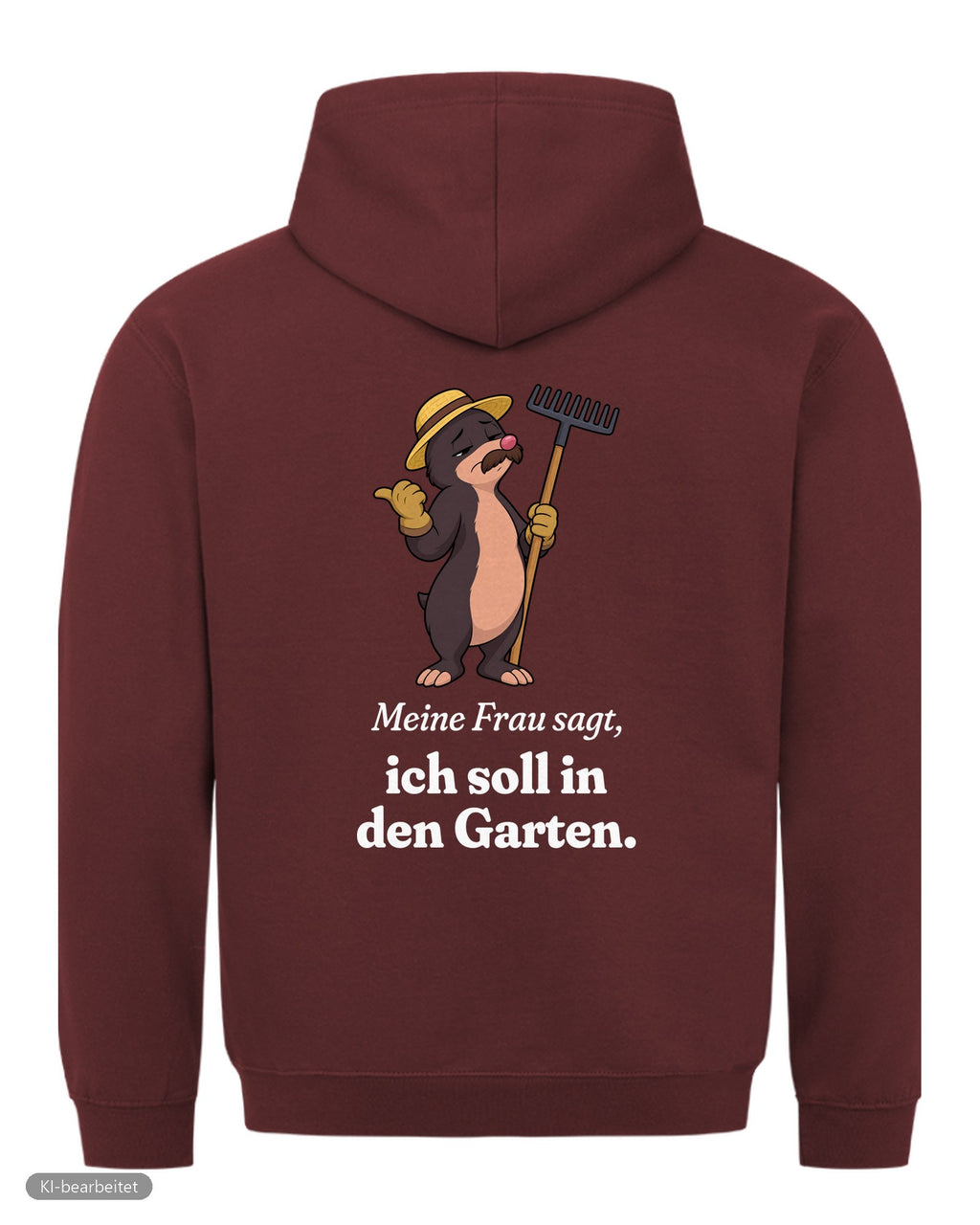 In den Garten geschickt Partnerlook Hoodies: Rückendruck, Hoodie für ihn in Burgunder