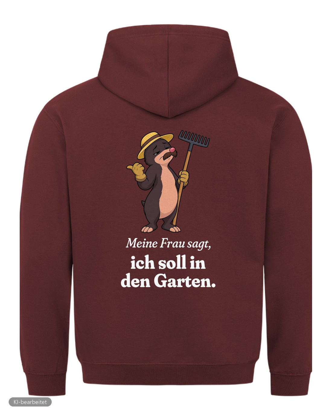 In den Garten geschickt Partnerlook Hoodies: Rückendruck, Hoodie für ihn in Burgunder