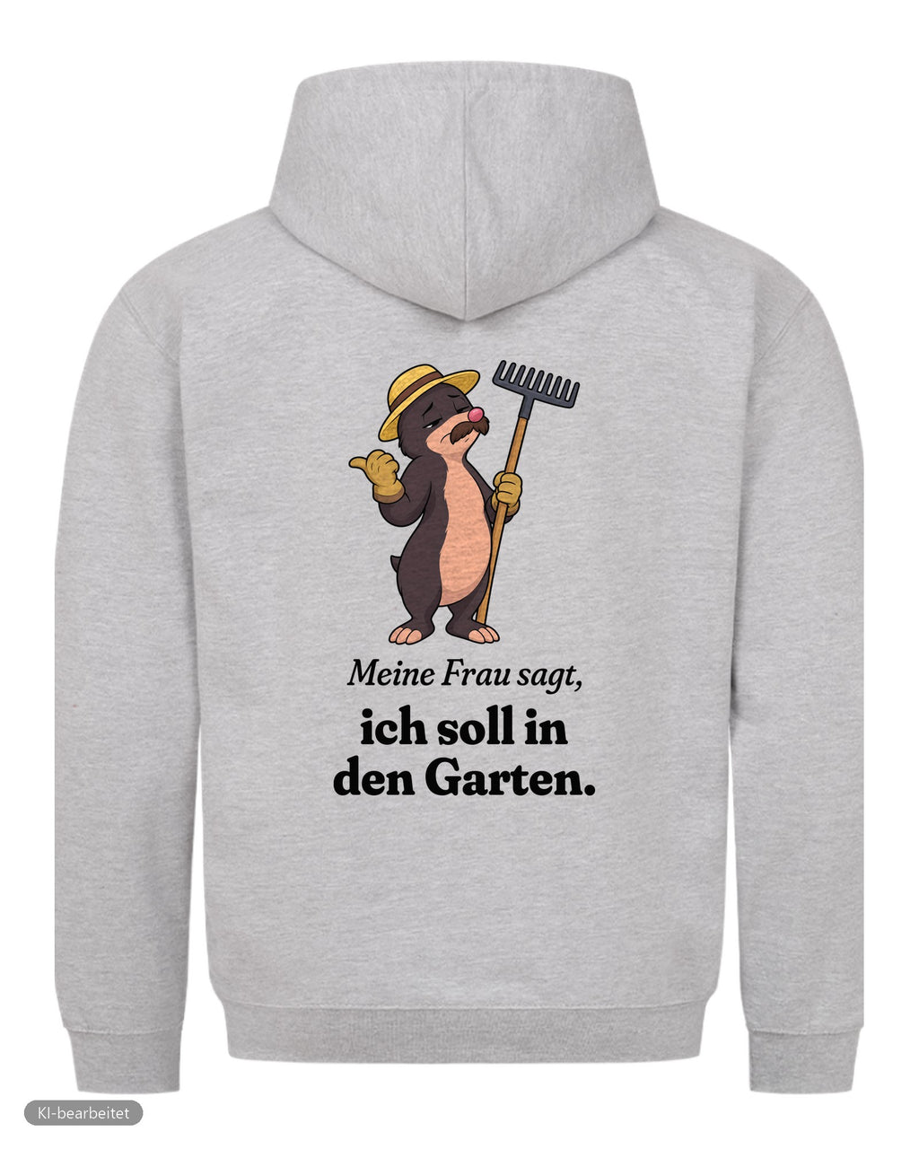 In den Garten geschickt Partnerlook Hoodies: Rückendruck, Hoodie für ihn in Grau