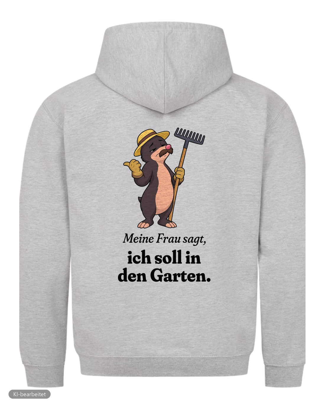 In den Garten geschickt Partnerlook Hoodies: Rückendruck, Hoodie für ihn in Grau