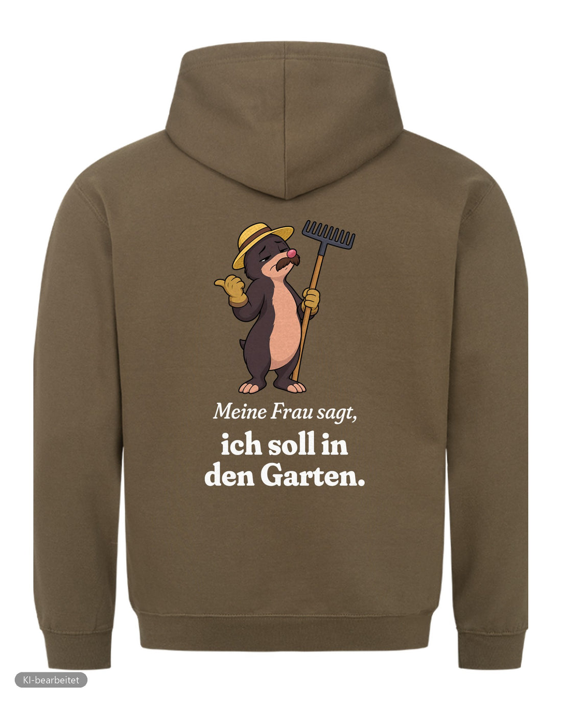 In den Garten geschickt Partnerlook Hoodies: Rückendruck, Hoodie für ihn in Oliv