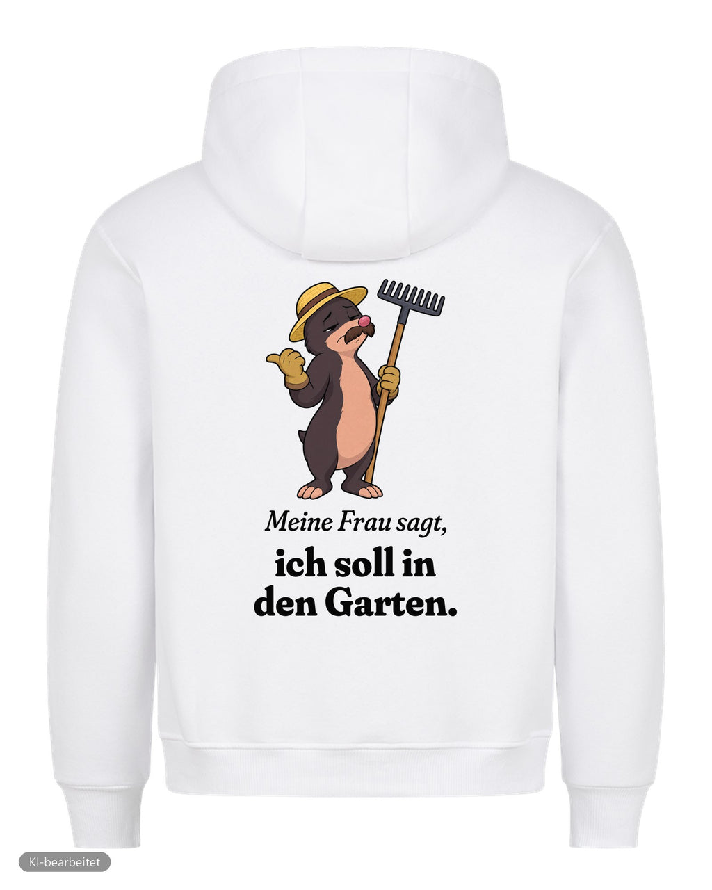 In den Garten geschickt Partnerlook Hoodies: Rückendruck, Hoodie für ihn in Weiß