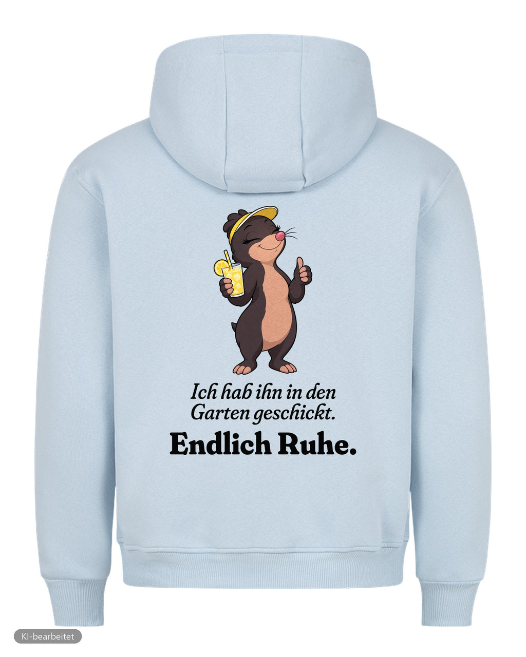 In den Garten geschickt Partnerlook Hoodies: Rückendruck, Hoodie für sie in Babyblau