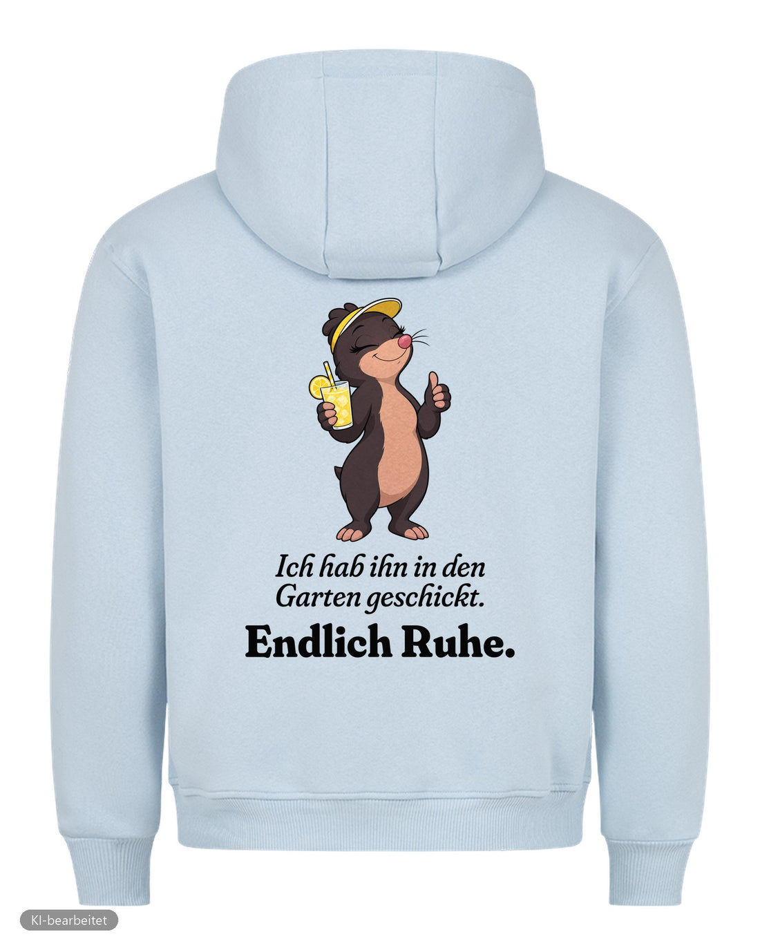 In den Garten geschickt Partnerlook Hoodies: Rückendruck, Hoodie für sie in Babyblau