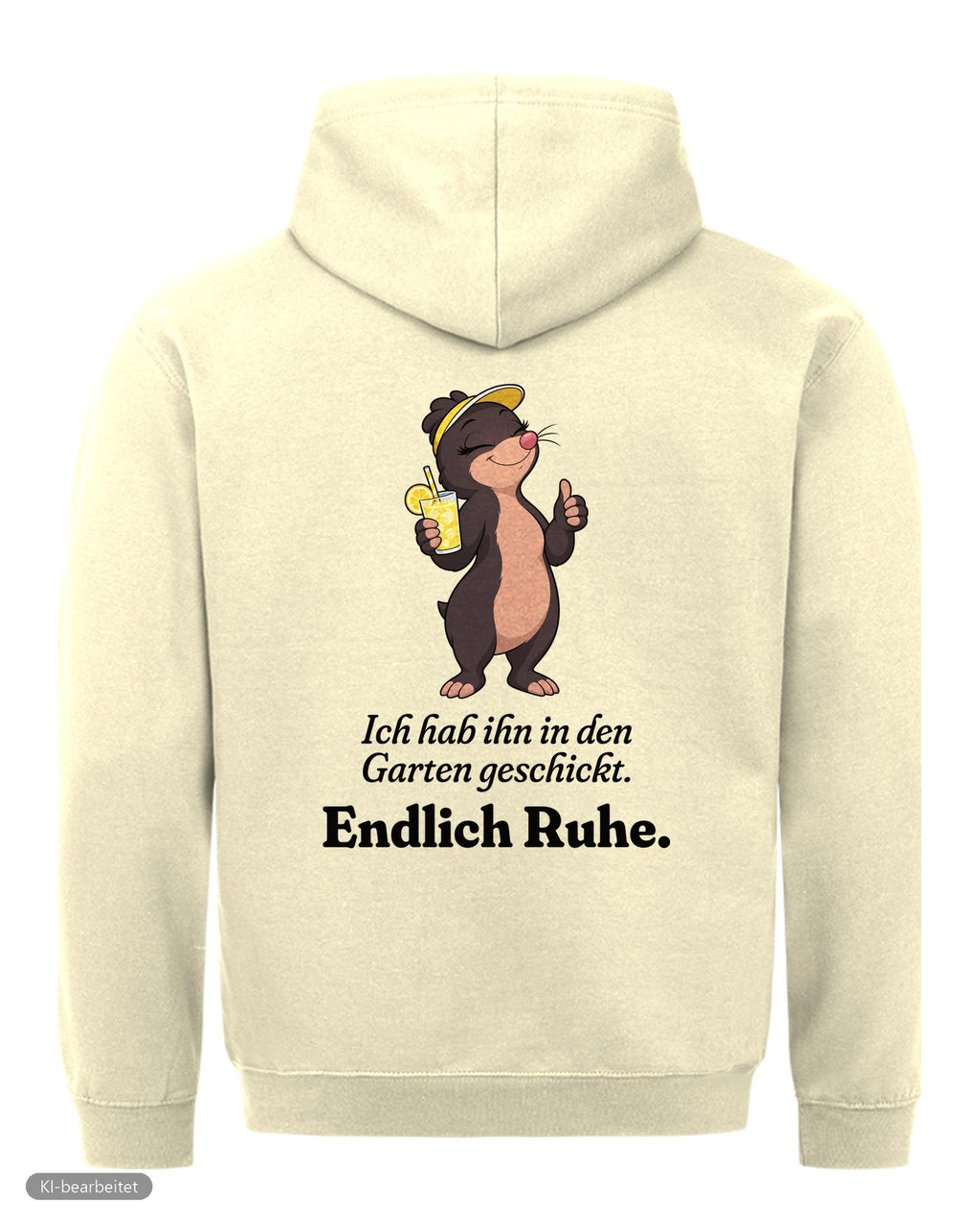 In den Garten geschickt Partnerlook Hoodies: Rückendruck, Hoodie für sie in Beige