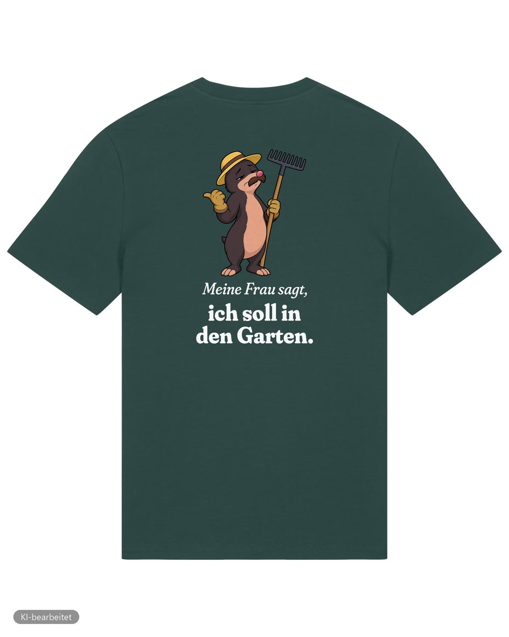 In den Garten geschickt Partnerlook T-Shirts: Rückendruck, Shirt für ihn in Grün
