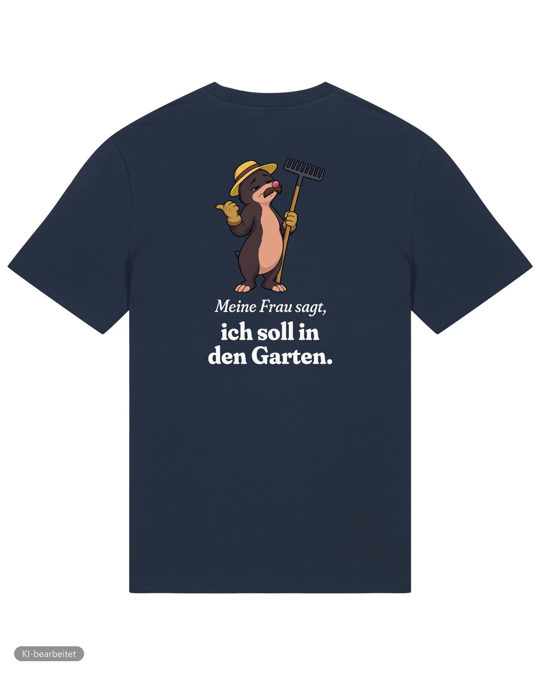 In den Garten geschickt Partnerlook T-Shirts: Rückendruck, Shirt für ihn in Navy
