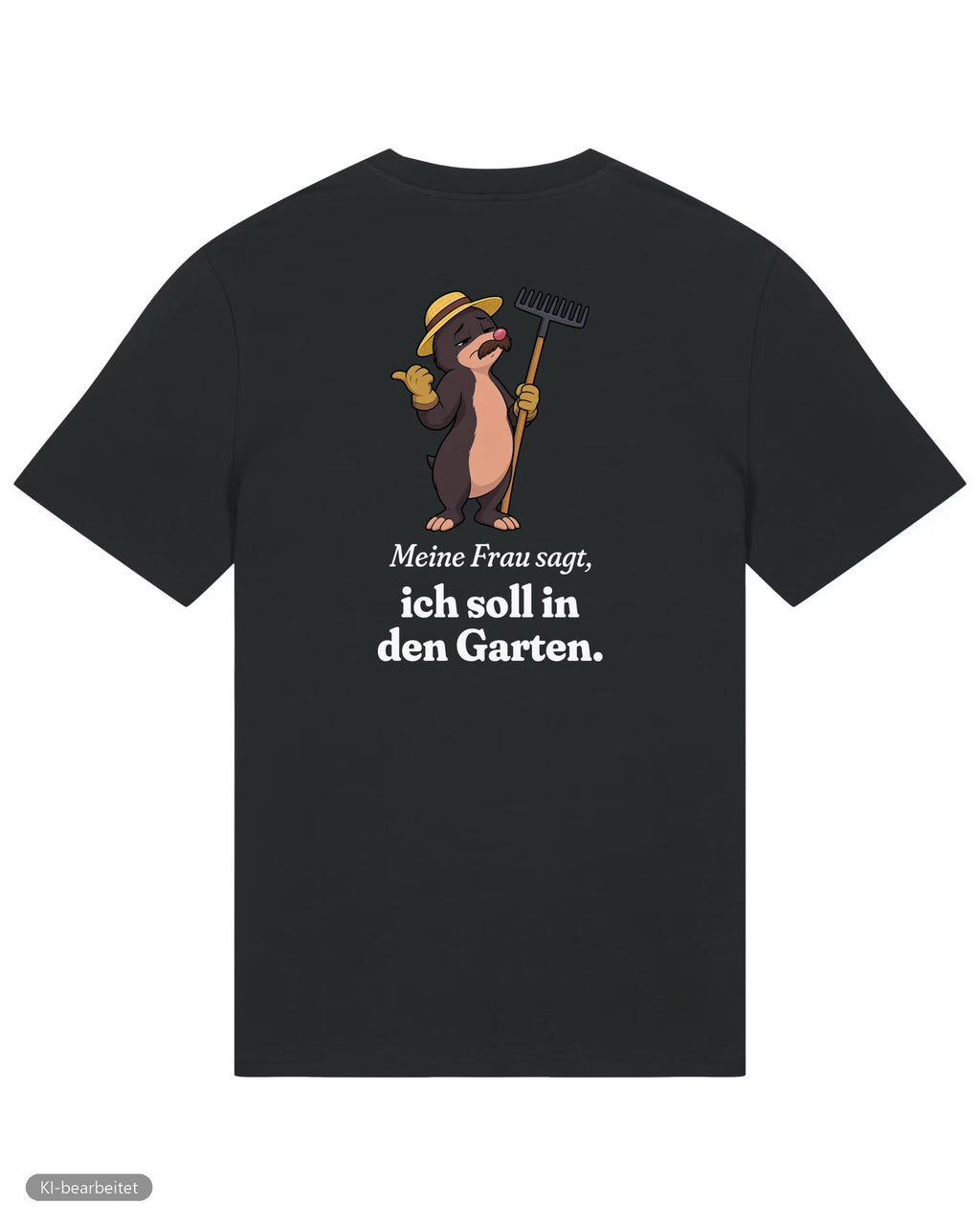 In den Garten geschickt Partnerlook T-Shirts: Rückendruck, Shirt für ihn in Schwarz