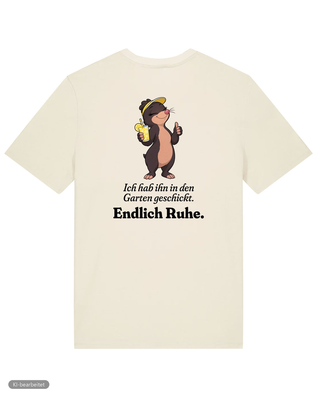 In den Garten geschickt Partnerlook T-Shirts: Rückendruck, Shirt für sie in Beige