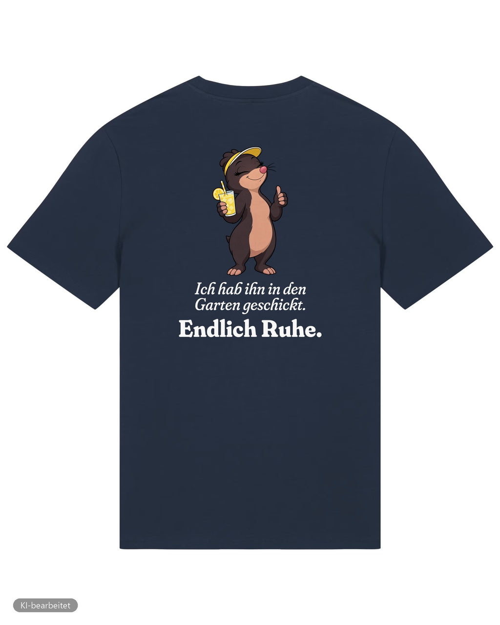In den Garten geschickt Partnerlook T-Shirts: Rückendruck, Shirt für sie in Navy