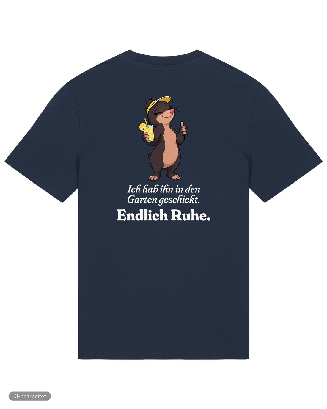 In den Garten geschickt Partnerlook T-Shirts: Rückendruck, Shirt für sie in Navy