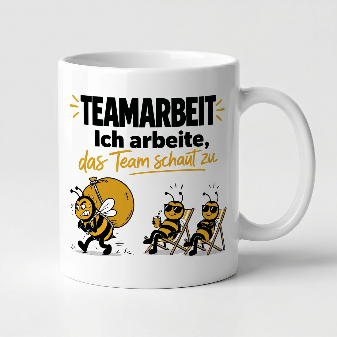 Lustige Tasse mit Spruch Noch eine Mail und ich kündige innerlich, Henkel seitlich
