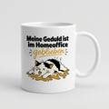 Lustige Tasse mit Spruch Meine Geduld ist im Homeoffice geblieben, Henkel seitlich