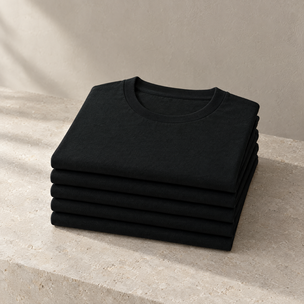 Basic T-Shirts Schwarz im Stapel