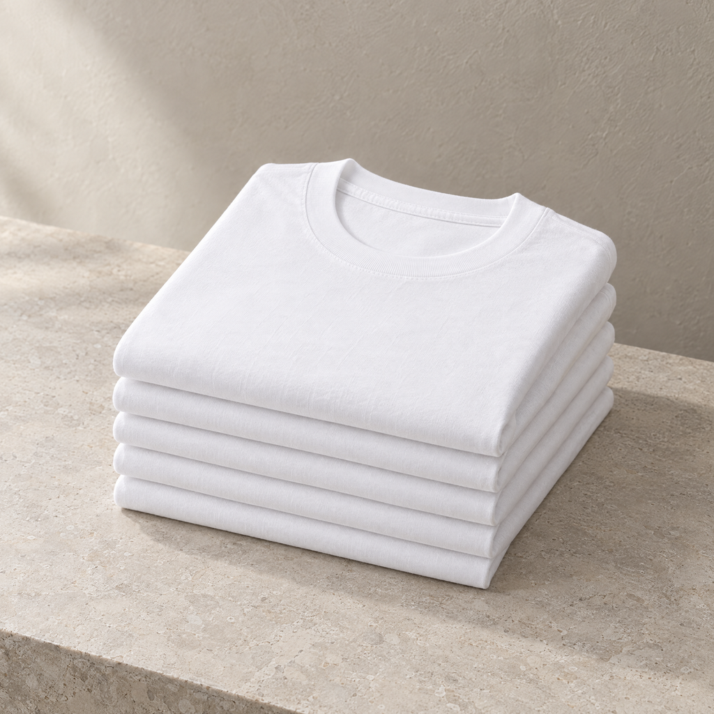 Basic T-Shirts Weiß im Stapel