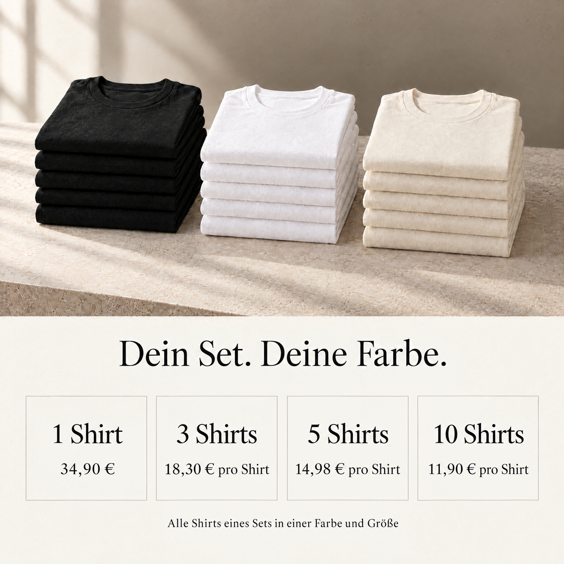 Set-Auswahl: 1, 3, 5 oder 10 Shirts mit Preis pro Shirt