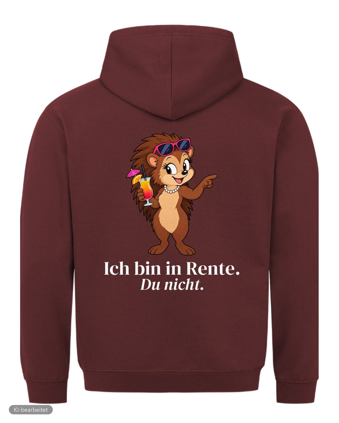 Ich bin in Rente, du nicht Partnerlook Hoodies: Rückendruck, Hoodie für sie in Burgunder