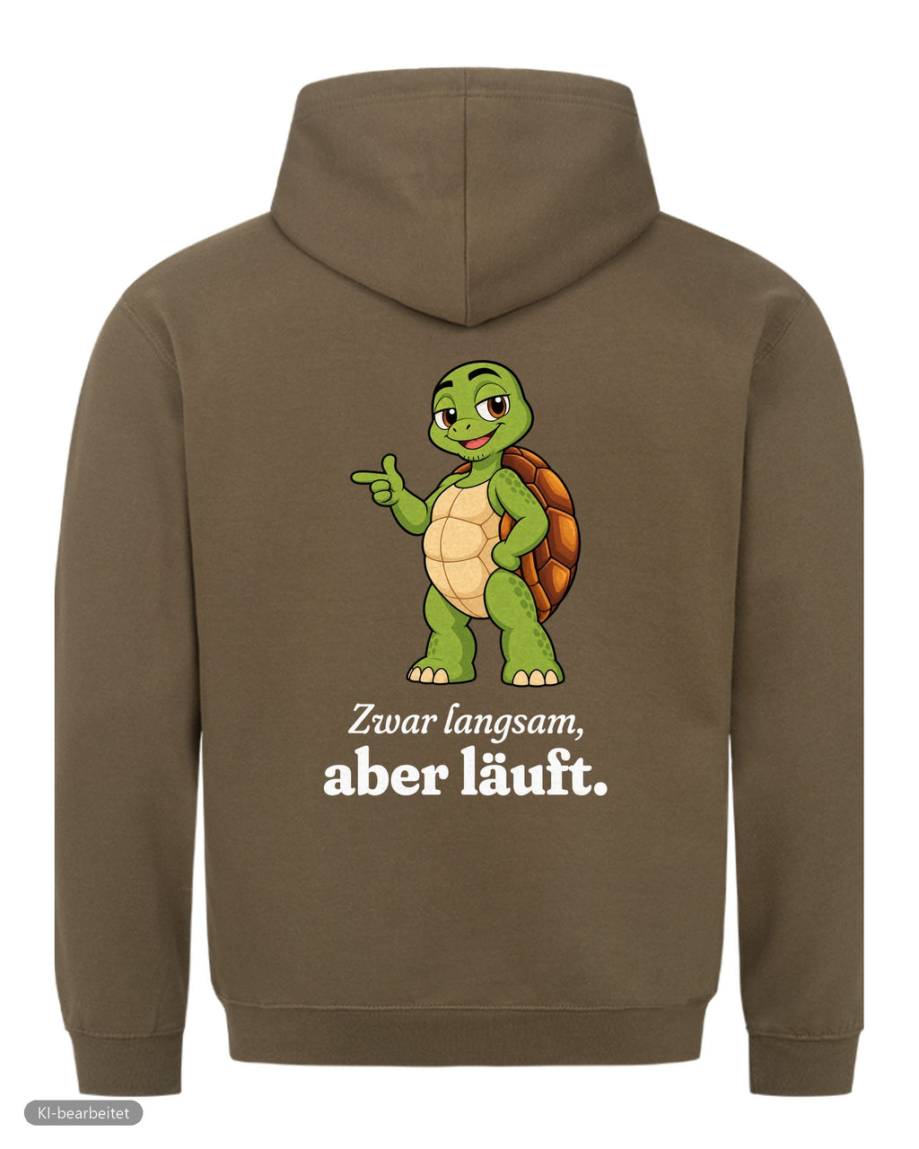 Läuft bei uns Partnerlook Hoodies: Rückendruck, Hoodie für ihn in Oliv