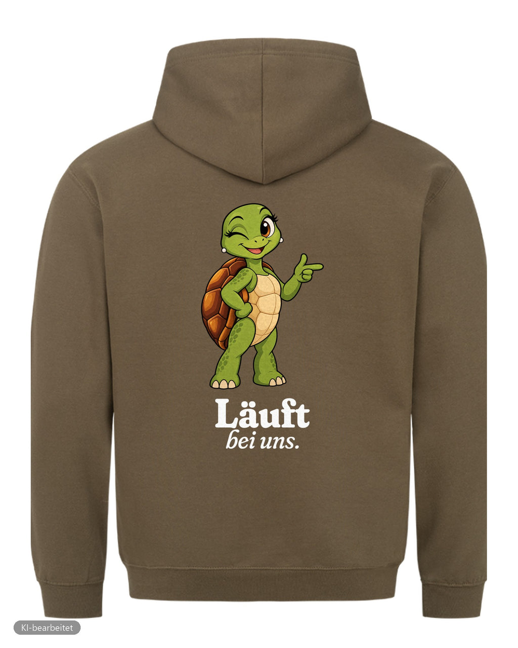 Läuft bei uns Partnerlook Hoodies: Rückendruck, Hoodie für sie in Oliv