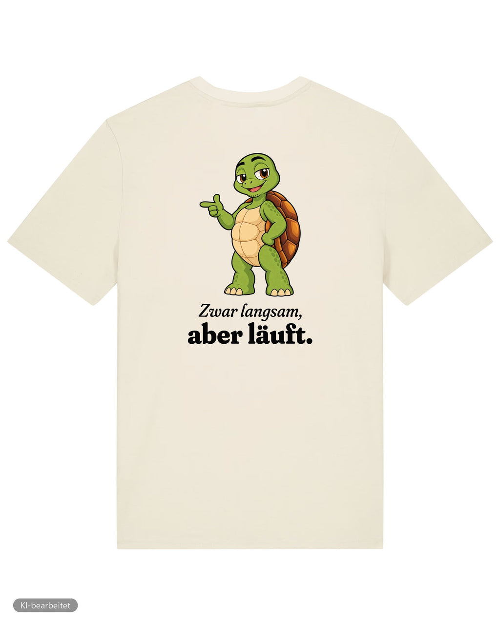 Läuft bei uns Partnerlook T-Shirts: Rückendruck, Shirt für ihn in Beige