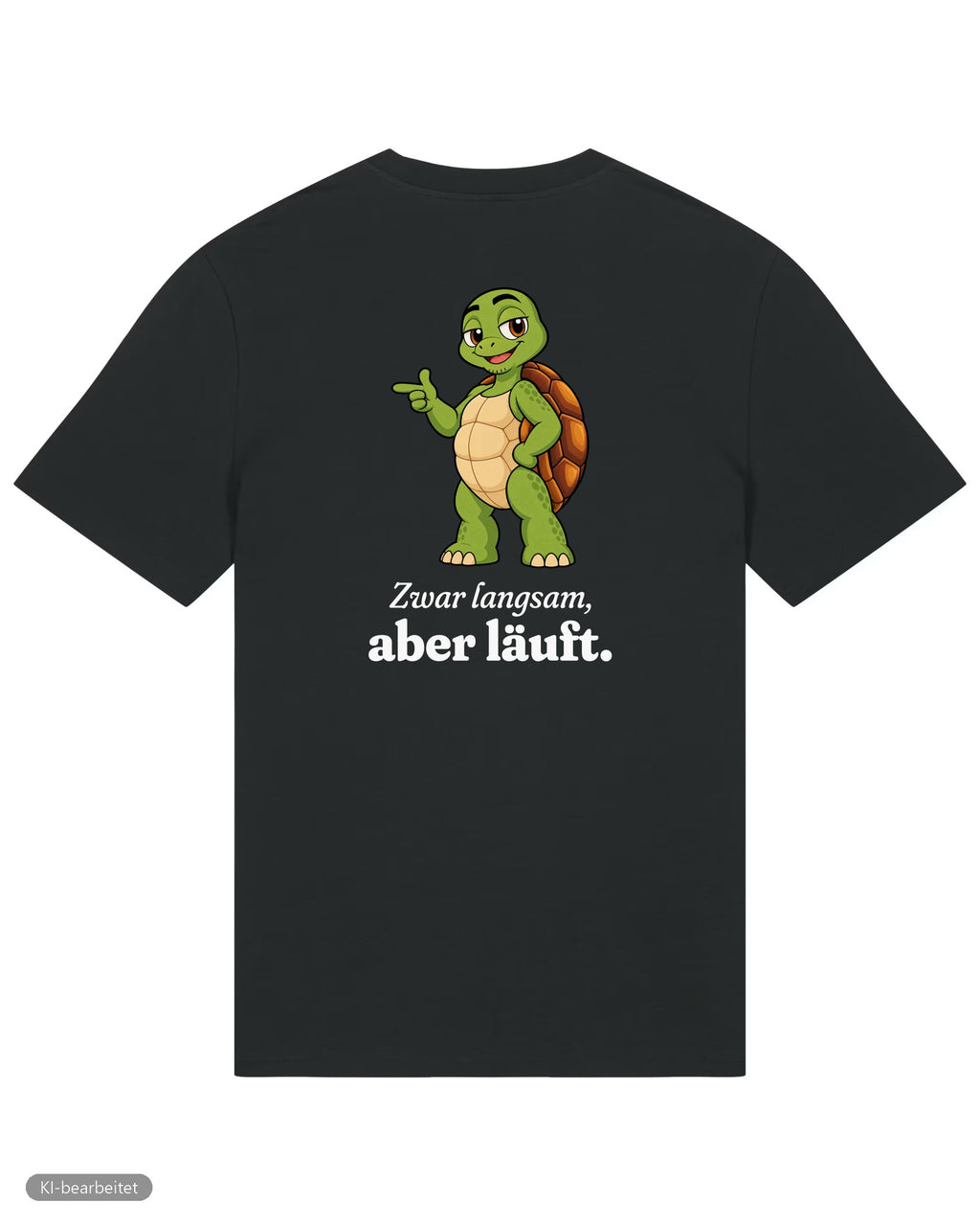 Läuft bei uns Partnerlook T-Shirts: Rückendruck, Shirt für ihn in Schwarz