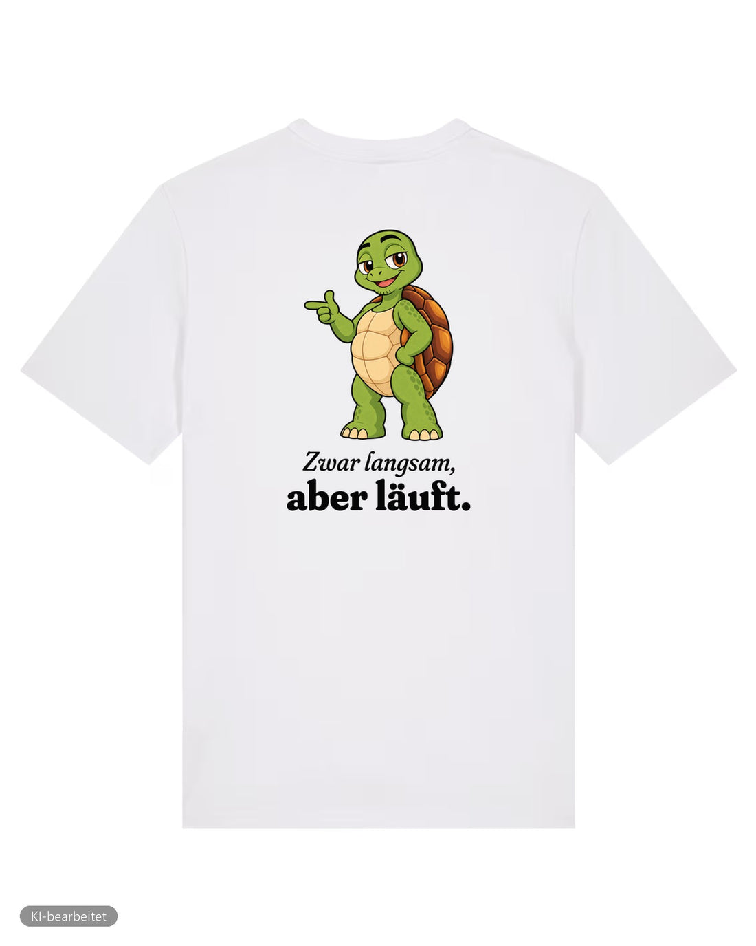 Läuft bei uns Partnerlook T-Shirts: Rückendruck, Shirt für ihn in Weiß