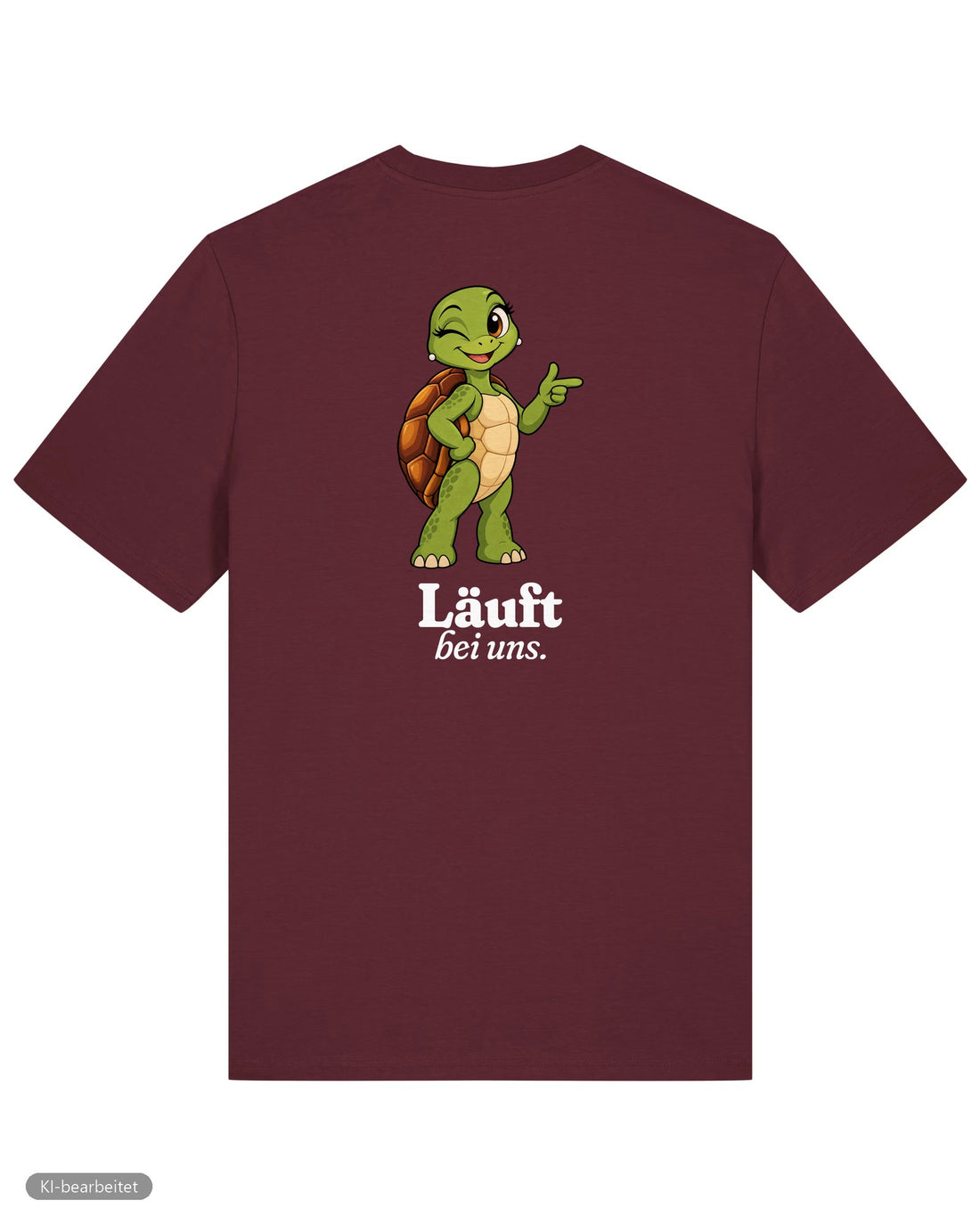 Läuft bei uns Partnerlook T-Shirts: Rückendruck, Shirt für sie in Burgunder