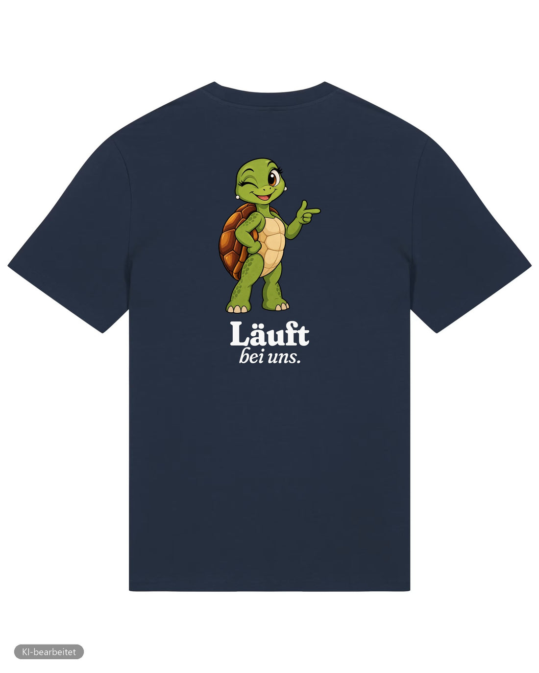 Läuft bei uns Partnerlook T-Shirts: Rückendruck, Shirt für sie in Navy