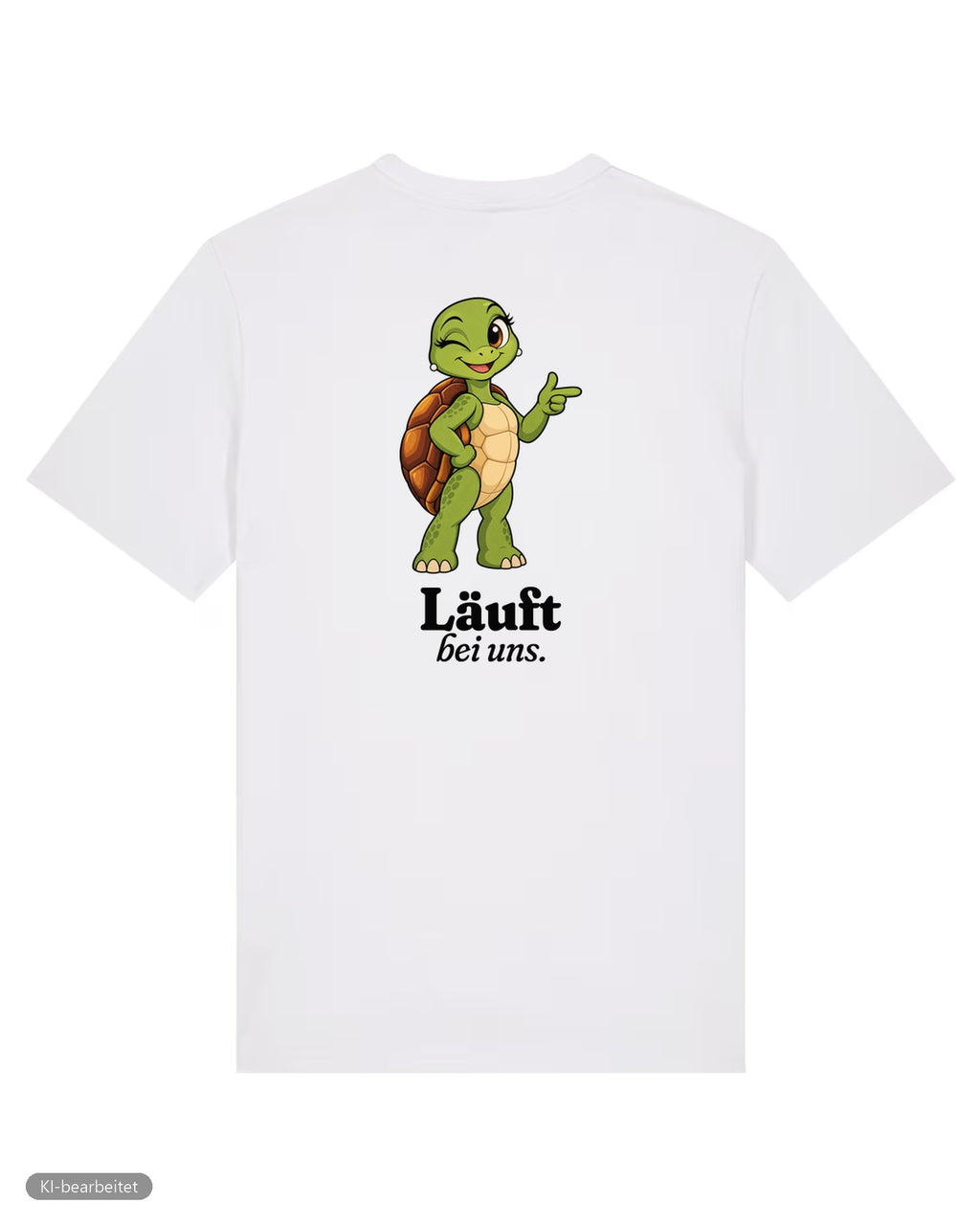 Läuft bei uns Partnerlook T-Shirts: Rückendruck, Shirt für sie in Weiß