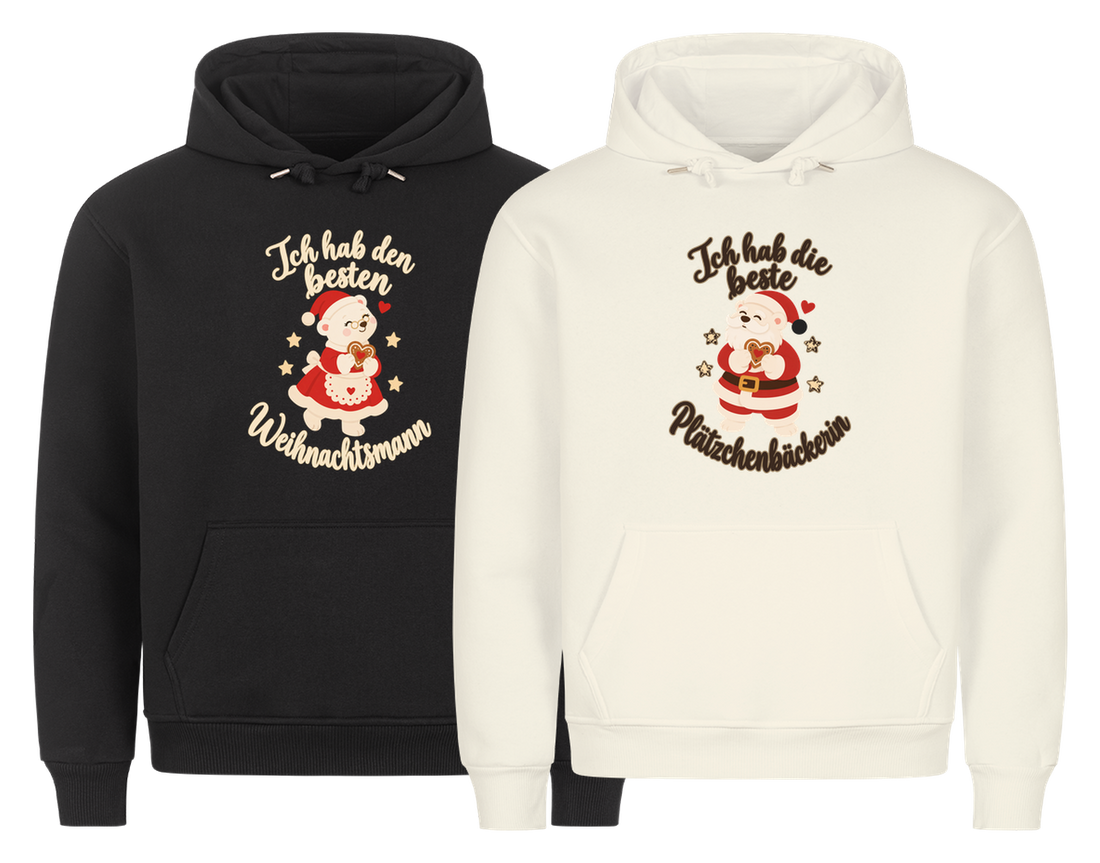 Ich hab den besten Weihnachtsmann Partner Weihnachtshoodies - zwei Hoodies nebeneinander, freigestellt