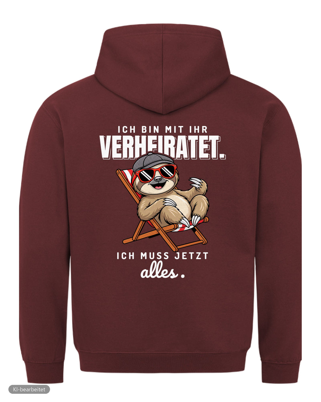 In Rente, muss jetzt alles Partnerlook Hoodies: Rückendruck, Hoodie für ihn in Burgunder