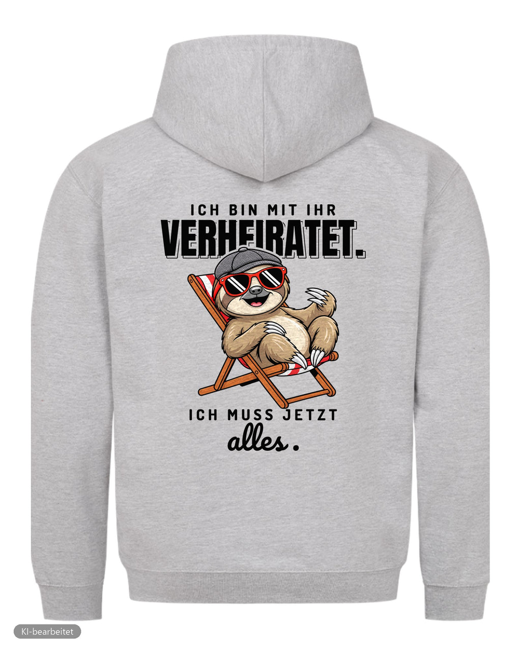 In Rente, muss jetzt alles Partnerlook Hoodies: Rückendruck, Hoodie für ihn in Grau