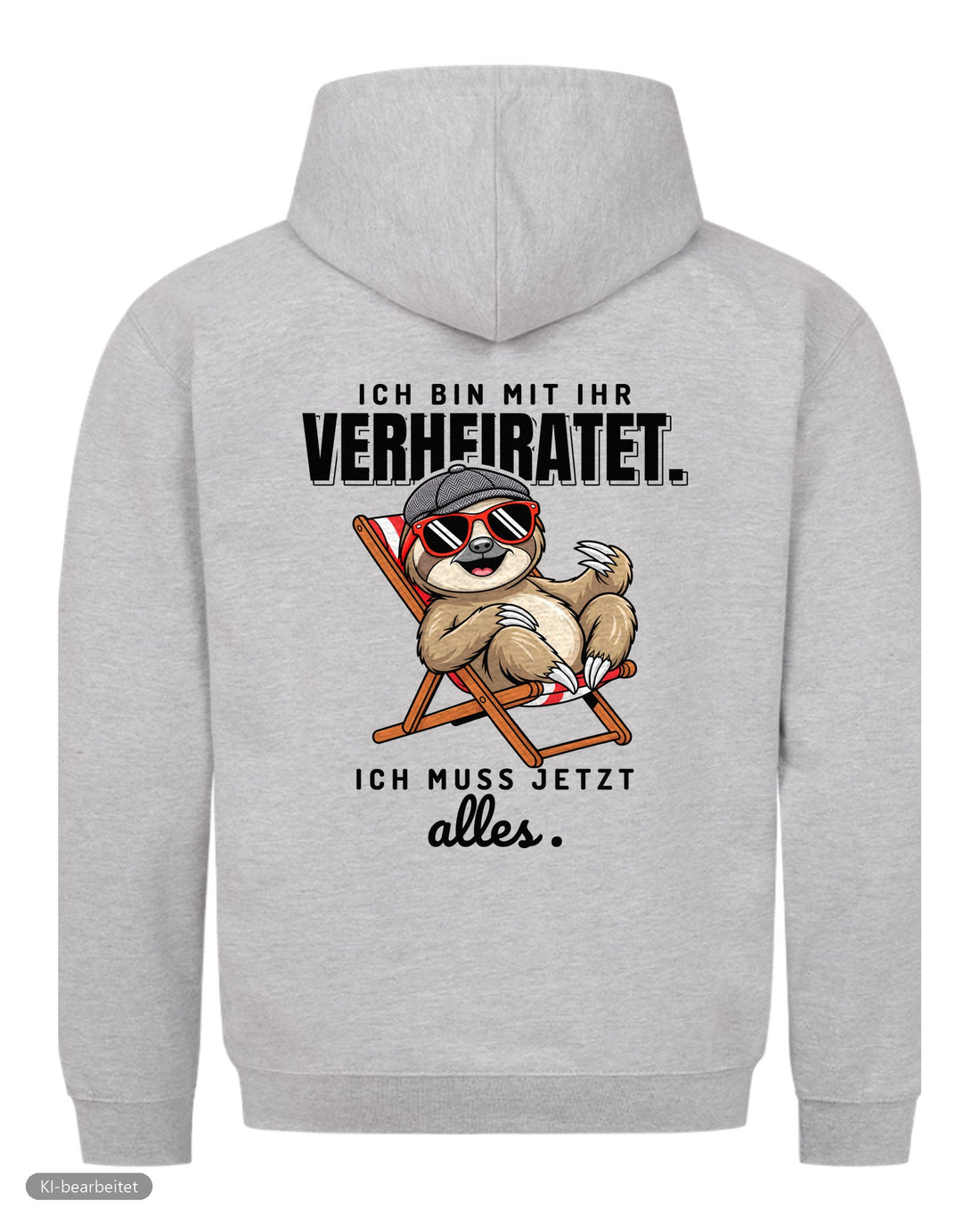 In Rente, muss jetzt alles Partnerlook Hoodies: Rückendruck, Hoodie für ihn in Grau