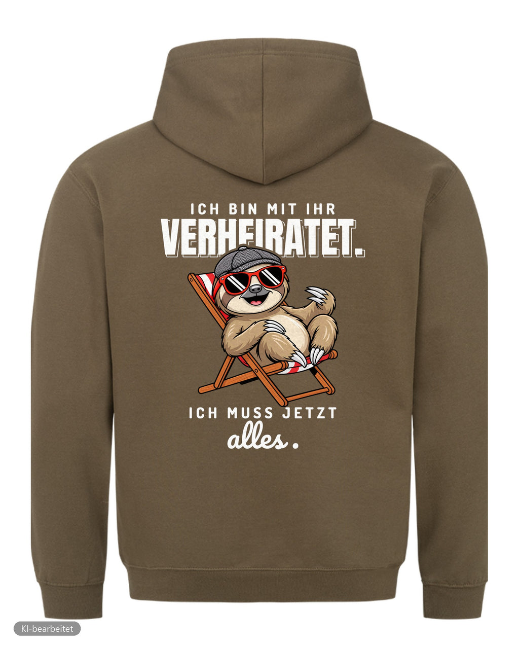 In Rente, muss jetzt alles Partnerlook Hoodies: Rückendruck, Hoodie für ihn in Oliv