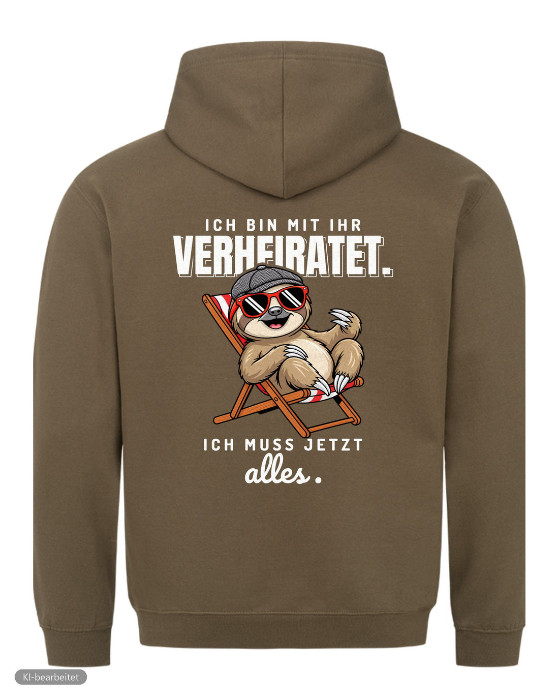 In Rente, muss jetzt alles Partnerlook Hoodies: Rückendruck, Hoodie für ihn in Oliv