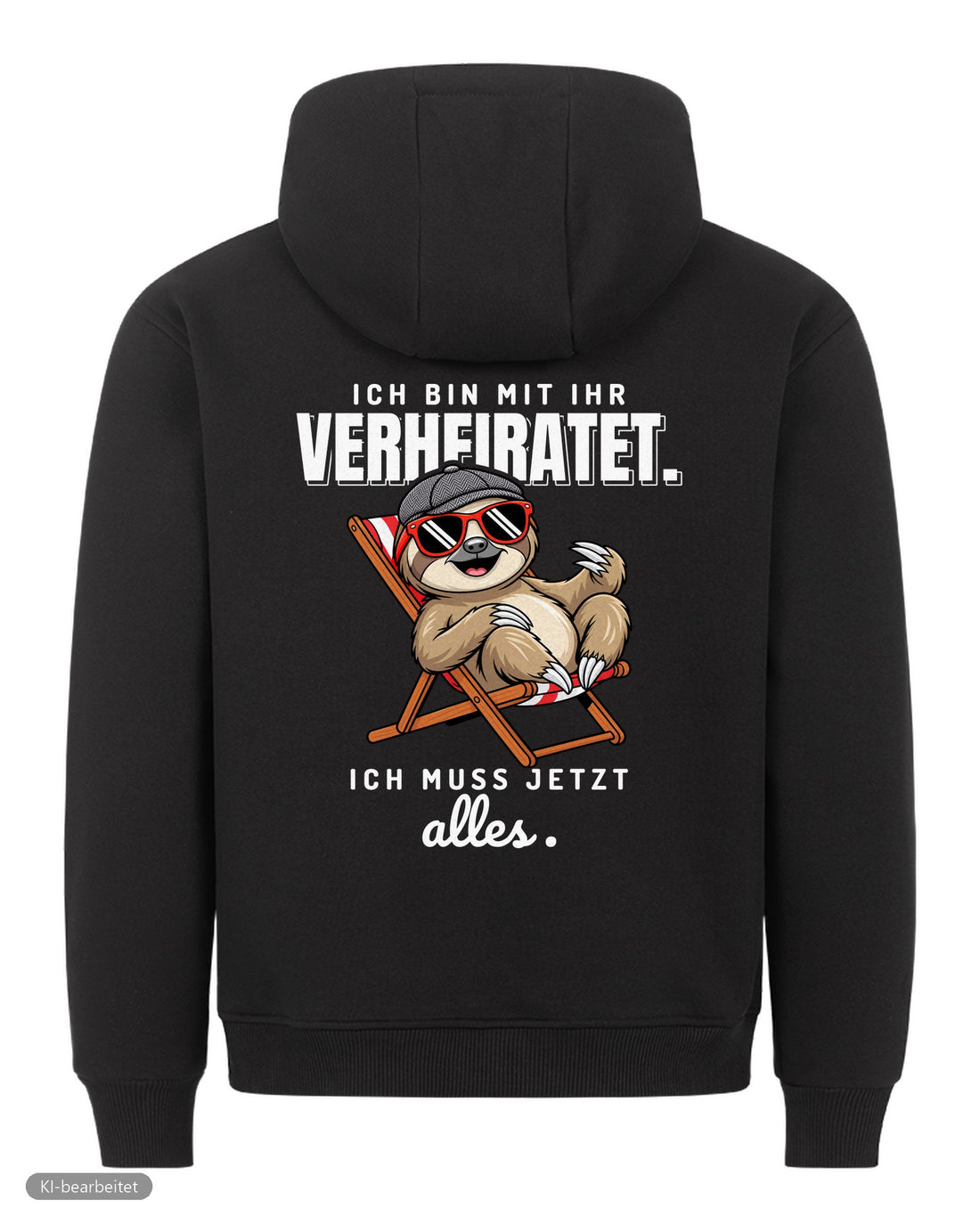 In Rente, muss jetzt alles Partnerlook Hoodies: Rückendruck, Hoodie für ihn in Schwarz