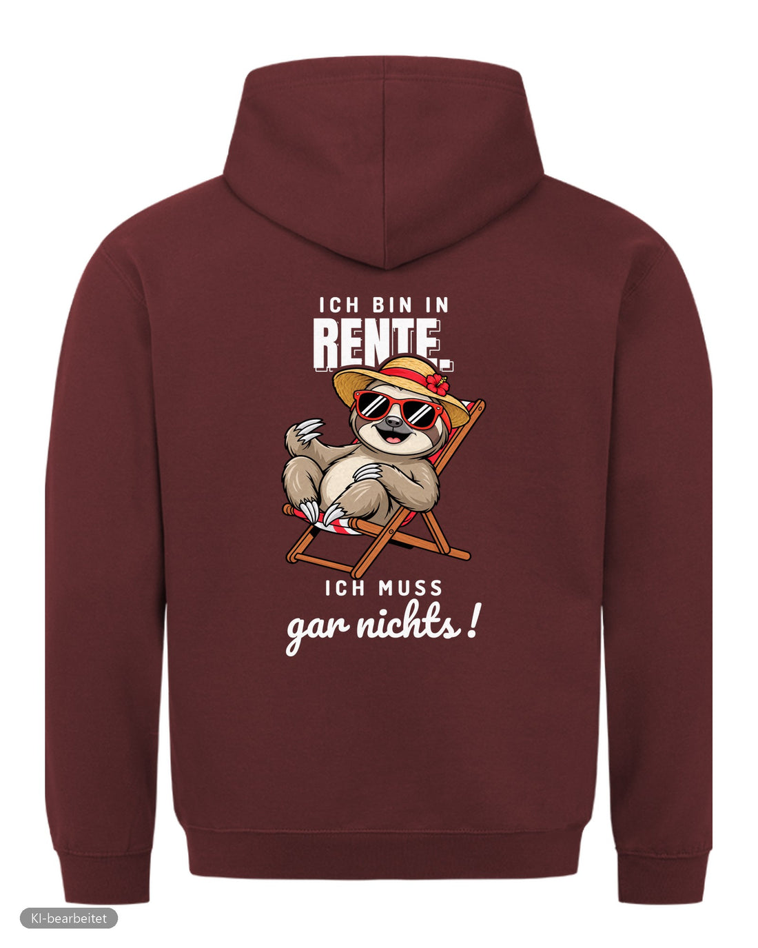 In Rente, muss jetzt alles Partnerlook Hoodies: Rückendruck, Hoodie für sie in Burgunder
