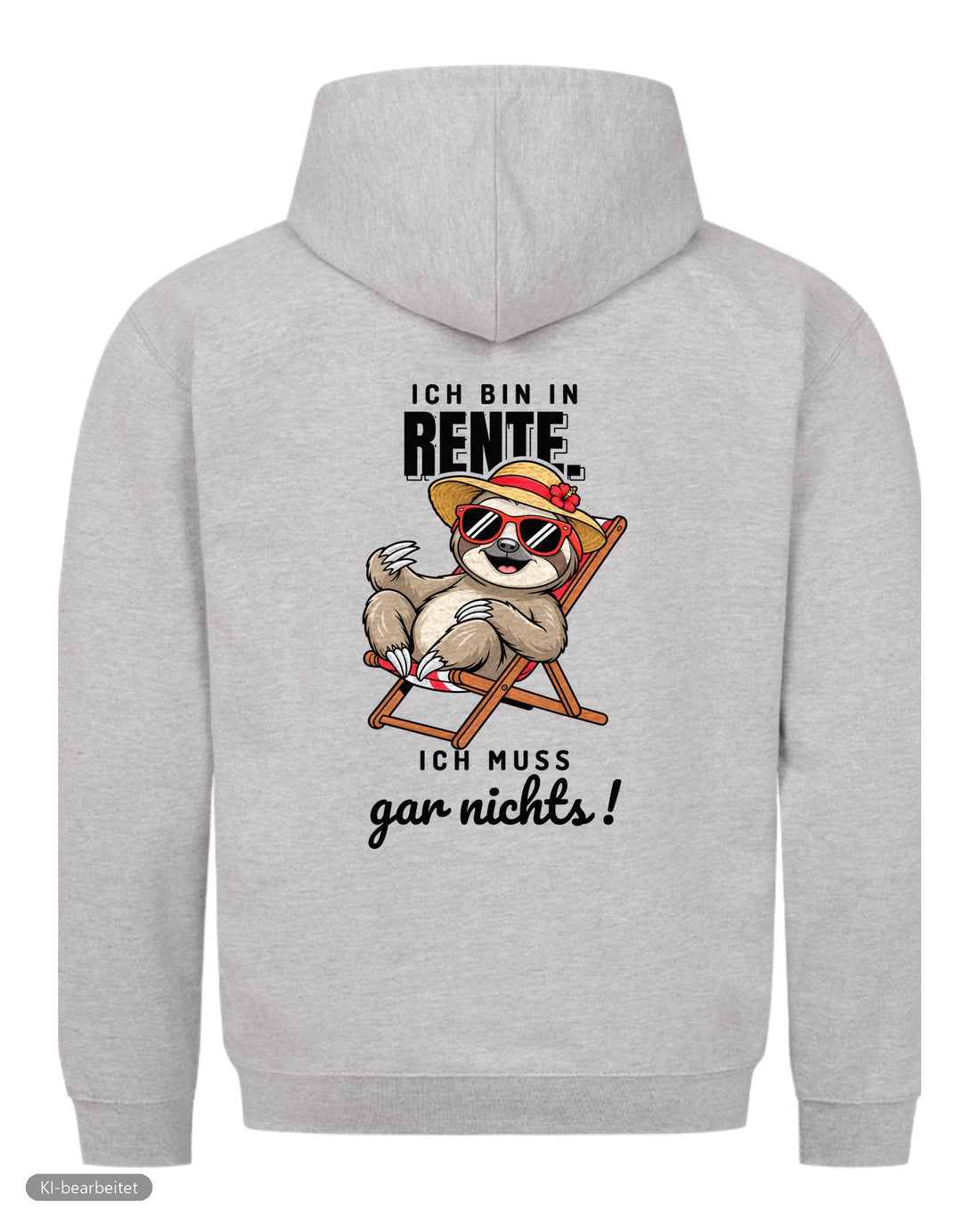 In Rente, muss jetzt alles Partnerlook Hoodies: Rückendruck, Hoodie für sie in Grau